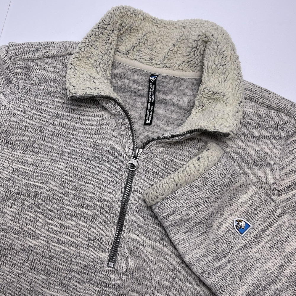 Kuhl Women's Medium Heather Gray Oatmeal Alaska Quarter Zip Long Sleeve Sherpa